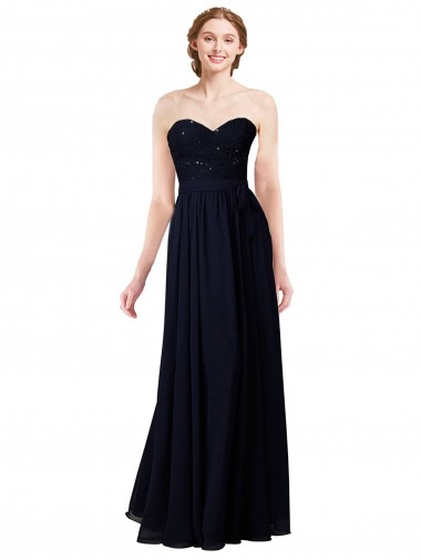 Sweetheart Soft Chiffon Sleeveless Dark Navy Formal Dress / Bridesmaid Dress Edinburgh