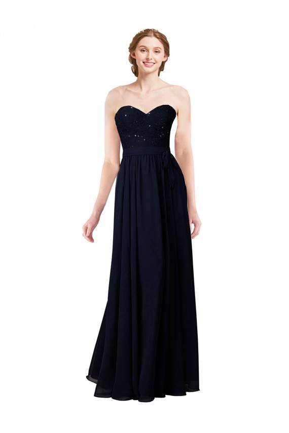 Sweetheart Soft Chiffon Sleeveless Dark Navy Formal Dress / Bridesmaid Dress Edinburgh