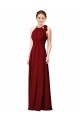 Halter Neck Soft Chiffon Sleeveless Long Burgundy Bridesmaid Dress Edinburgh