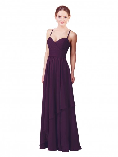Sweetheart Chiffon Sleeveless Long Grape Bridesmaid Dress Edinburgh