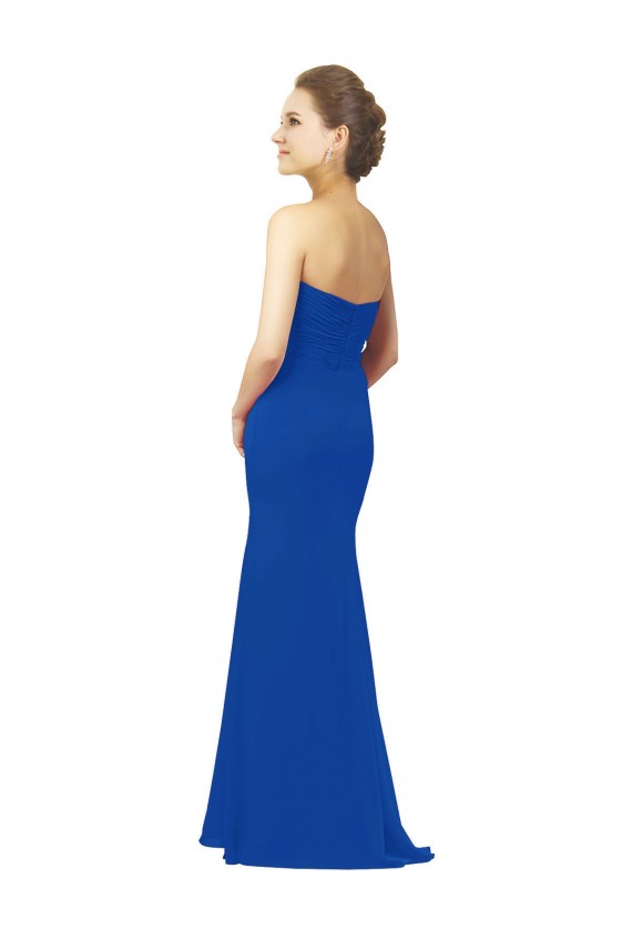 Sweetheart Chiffon Sleeveless Royal Blue Bridesmaid Dress / Evening Gowns Edinburgh