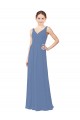 V-Neck Soft Chiffon Sleeveless Windsor Blue Bridal Party Dress Edinburgh