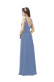 V-Neck Soft Chiffon Sleeveless Windsor Blue Bridal Party Dress Edinburgh