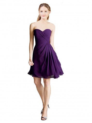 Sweetheart Soft Chiffon Sleeveless Purple Bridesmaid Dress Edinburgh