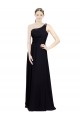 One Shoulder Chiffon Sleeveless Black Bridesmaid Dresses Edinburgh