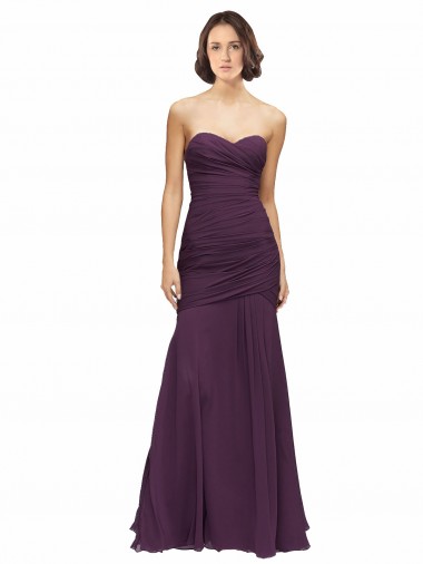 Sweetheart Soft Chiffon Sleeveless Grape Bridesmaid Dress Edinburgh