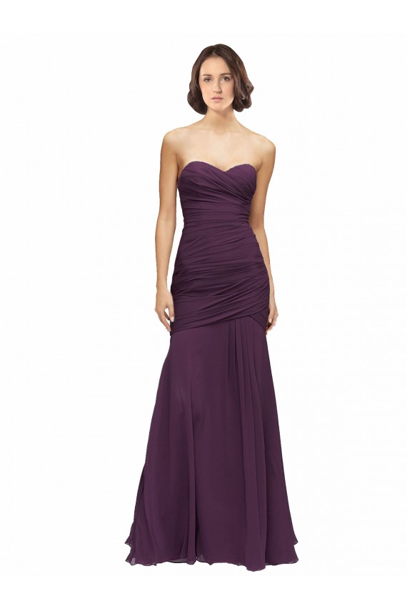 Sweetheart Soft Chiffon Sleeveless Grape Bridesmaid Dress Edinburgh