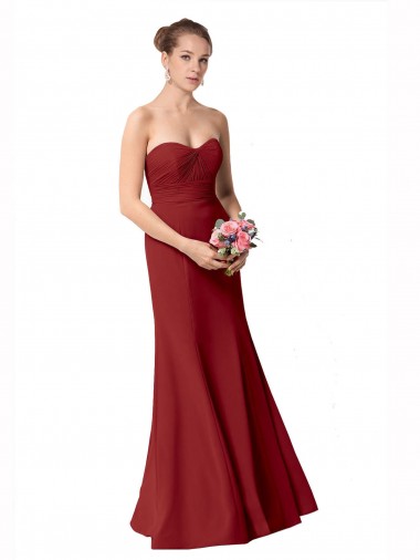 Sweetheart Soft Chiffon Sleeveless Long Burgundy Bridesmaid Dress Edinburgh