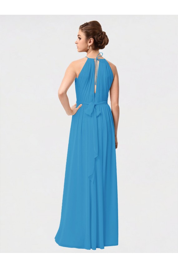 High Neck Soft Chiffon Sleeveless Burgundy High Low Bridesmaid Dress Edinburgh