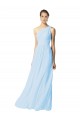 One Shoulder Soft Chiffon Sleeveless Light Sky Blue Bridesmaid Dress Edinburgh