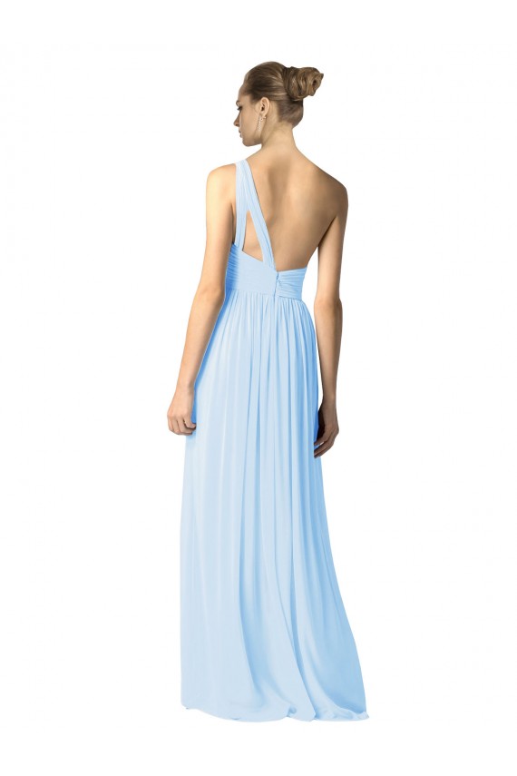 One Shoulder Soft Chiffon Sleeveless Light Sky Blue Bridesmaid Dress Edinburgh