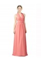 Halter Neck Soft Chiffon Sleeveless Watermelon Bridesmaid Dress Edinburgh
