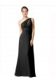 One Shoulder Soft Chiffon Sleeveless Long Black Bridesmaid Dress Edinburgh