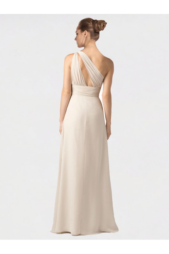 One Shoulder Soft Chiffon Sleeveless Long Black Bridesmaid Dress Edinburgh