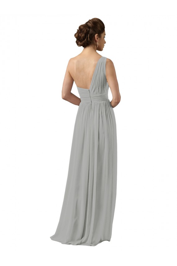 One Shoulder Soft Chiffon Sleeveless Silver Bridesmaid Dress Edinburgh