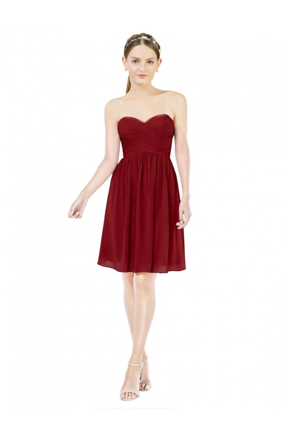 Sweetheart Soft Chiffon Sleeveless Burgundy Bridesmaid Dress Edinburgh