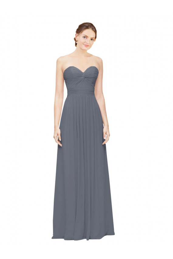 Sweetheart Soft Chiffon Sleeveless Slate Grey Bridesmaid Dress Edinburgh