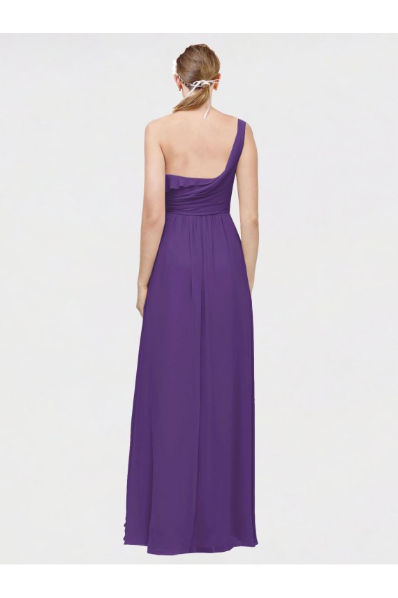 One Shoulder Soft Chiffon Sleeveless Plum Purple High Low Bridesmaid Dress Edinburgh