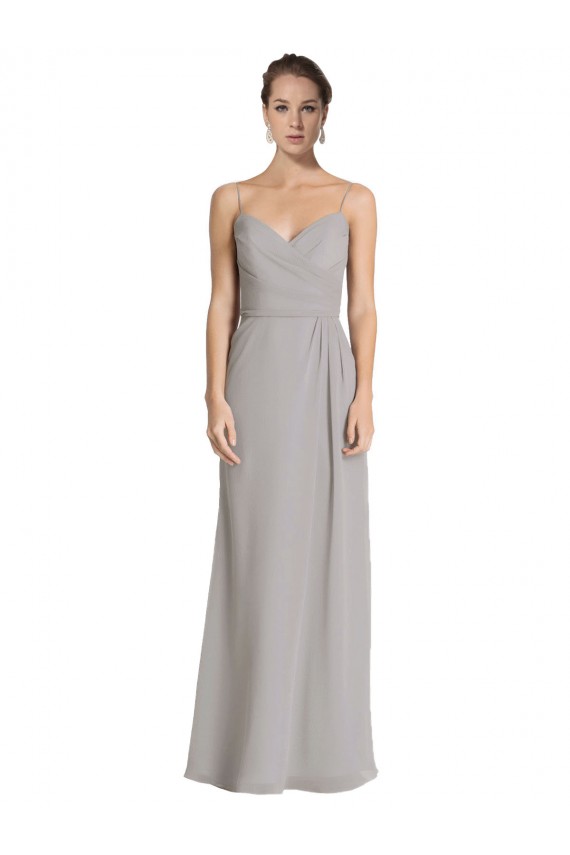 Spaghetti Straps Soft Chiffon Sleeveless Silver Bridesmaid Dress Edinburgh