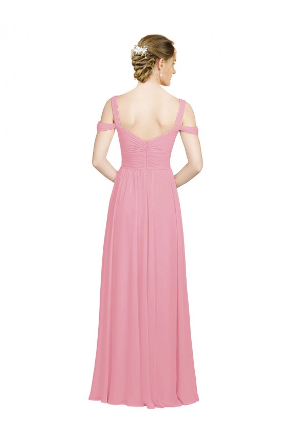 Off the Shoulder Soft Chiffon Sleeveless Skin Pink Bridesmaid Dress Edinburgh