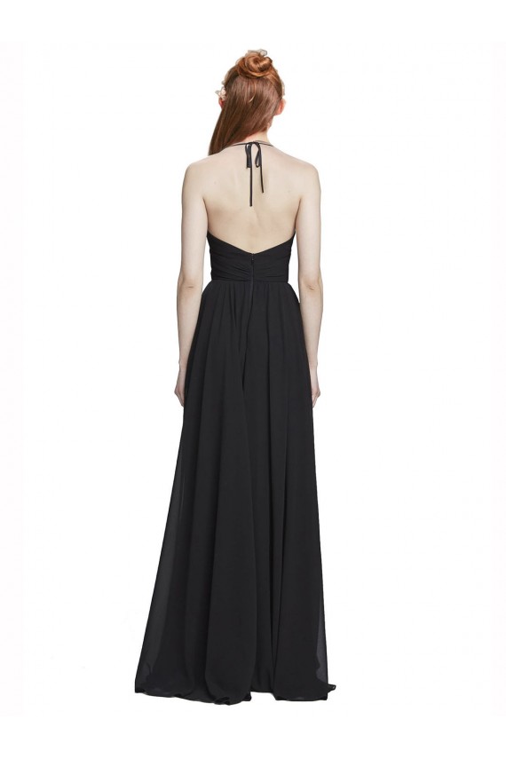 Halter Neck Chiffon Sleeveless Long Dark Navy Formal Dress / Bridesmaid Dress Edinburgh
