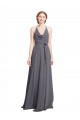 Spaghetti Straps Soft Chiffon Sleeveless Slate Grey Bridesmaid Dress Edinburgh