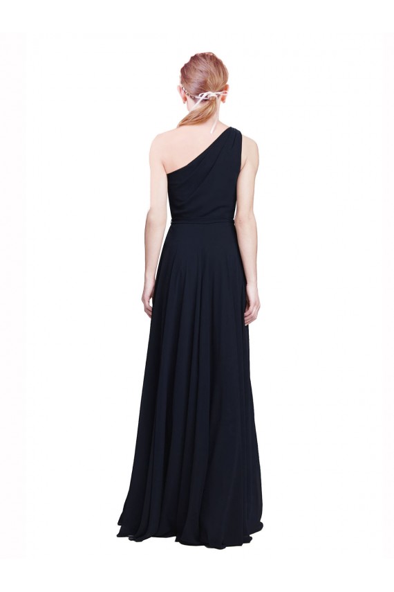 One Shoulder Chiffon Sleeveless Dark Navy Bridesmaid Dress / Evening Dress Edinburgh