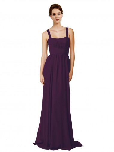 Spaghetti Straps Soft Chiffon Sleeveless Grape Bridesmaid Dress Edinburgh