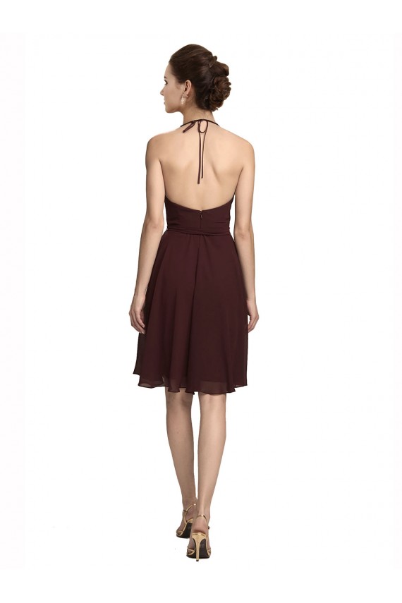 Spaghetti Straps Soft Chiffon Sleeveless Burgundy Gold Bridesmaid Dress Edinburgh