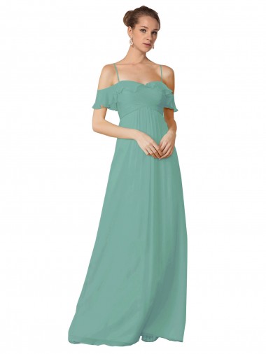 Off the Shoulder Soft Chiffon Flutter Sleeves Seaside Bridesmaid Dress Edinburgh