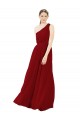 One Shoulder Chiffon Sleeveless Burgundy Bridal Party Dress / Evening Dress Edinburgh