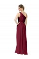 One Shoulder Chiffon Sleeveless Burgundy Bridal Party Dress / Evening Dress Edinburgh