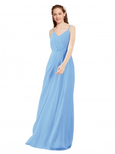 V-Neck Soft Chiffon Sleeveless Low Back Periwinkle Bridesmaid Dress Edinburgh