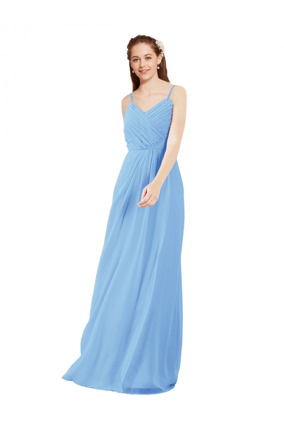 V-Neck Soft Chiffon Sleeveless Low Back Periwinkle Bridesmaid Dress Edinburgh