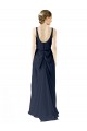 Scoop Neck Soft Chiffon Sleeveless Open Back Dark Navy Bridesmaid Dress Edinburgh