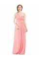 One Shoulder Soft Chiffon Sleeveless Salmon Bridal Party Dress Edinburgh