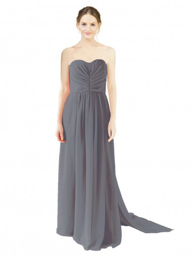 Sweetheart Chiffon Sleeveless Open Back Slate Grey Bridesmaid Dress / Evening Dress Edinburgh