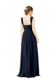 Square Neck Soft Chiffon Sleeveless Open Back Dusty Blue Bridesmaid Dress Edinburgh