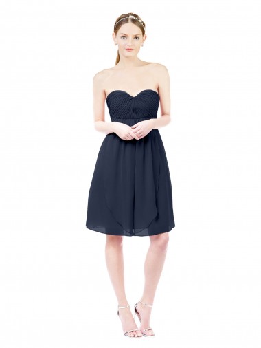 Sweetheart Soft Chiffon Sleeveless Open Back Dark Navy Bridesmaid Dress Edinburgh