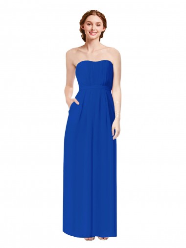 Sweetheart Soft Chiffon Sleeveless Open Back Royal Blue Bridesmaid Dress Edinburgh