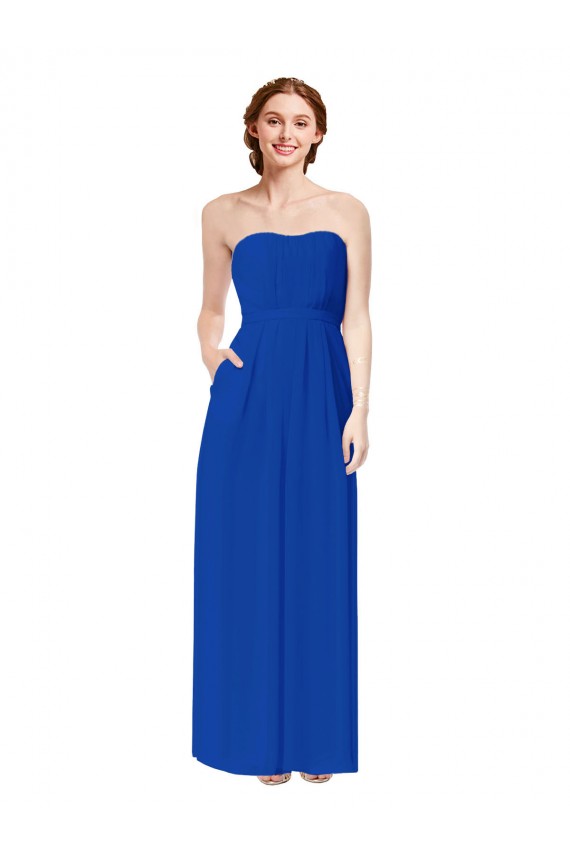 Sweetheart Soft Chiffon Sleeveless Open Back Royal Blue Bridesmaid Dress Edinburgh