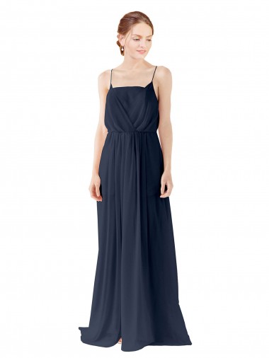 Spaghetti straps Chiffon Sleeveless Open Back Dark Navy Bridesmaid Dress / Evening Gowns Edinburgh
