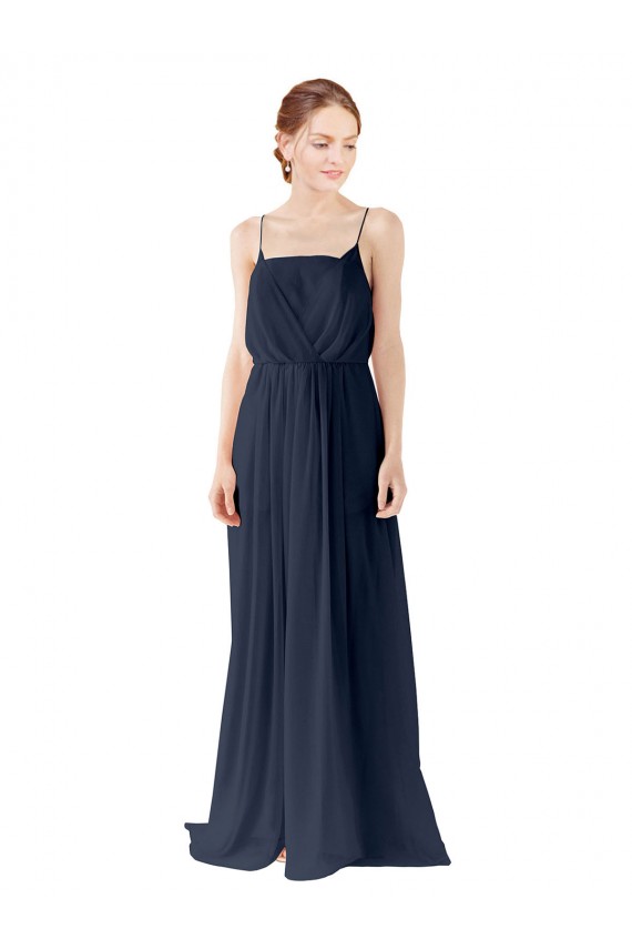 Spaghetti straps Chiffon Sleeveless Open Back Dark Navy Bridesmaid Dress / Evening Gowns Edinburgh