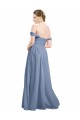 Off the Shoulder Soft Chiffon Sleeveless Open Back Dusty Blue Formal Dress / Bridesmaid Dress Edinburgh