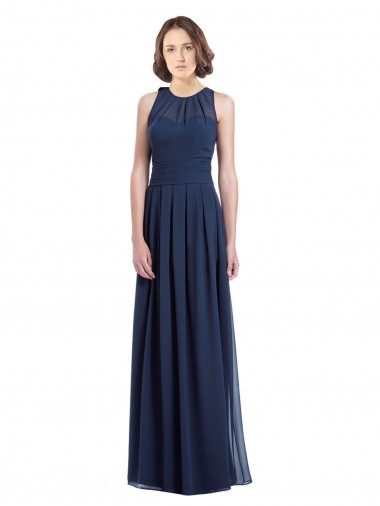 Halter Neck Chiffon Sleeveless Keyhole Back Dark Navy Bridesmaid Dress Edinburgh