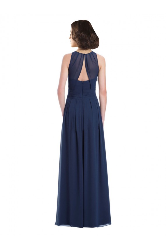 Halter Neck Chiffon Sleeveless Keyhole Back Dark Navy Bridesmaid Dress Edinburgh