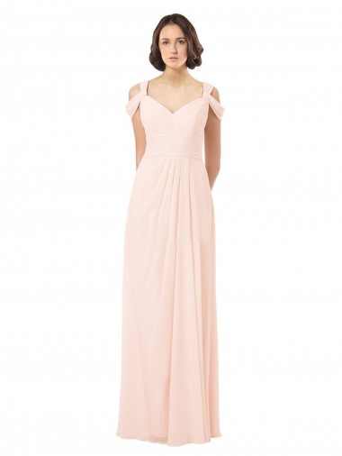 Off the Shoulder Chiffon Sleeveless Keyhole Back Pink Bridesmaid Dress / Evening Dress Edinburgh