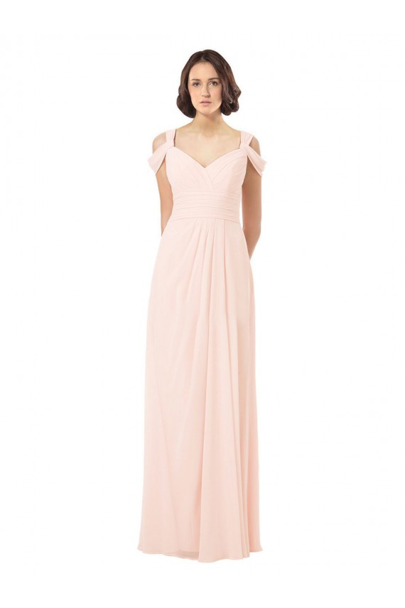 Off the Shoulder Chiffon Sleeveless Keyhole Back Pink Bridesmaid Dress / Evening Dress Edinburgh