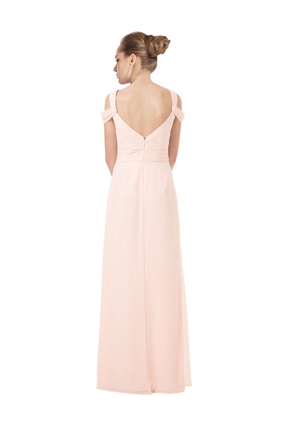 Off the Shoulder Chiffon Sleeveless Keyhole Back Pink Bridesmaid Dress / Evening Dress Edinburgh