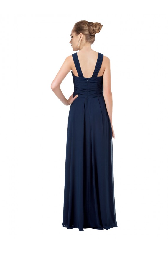 Off the Shoulder Chiffon Sleeveless Open Back Dark Navy Bridesmaid Dress Edinburgh